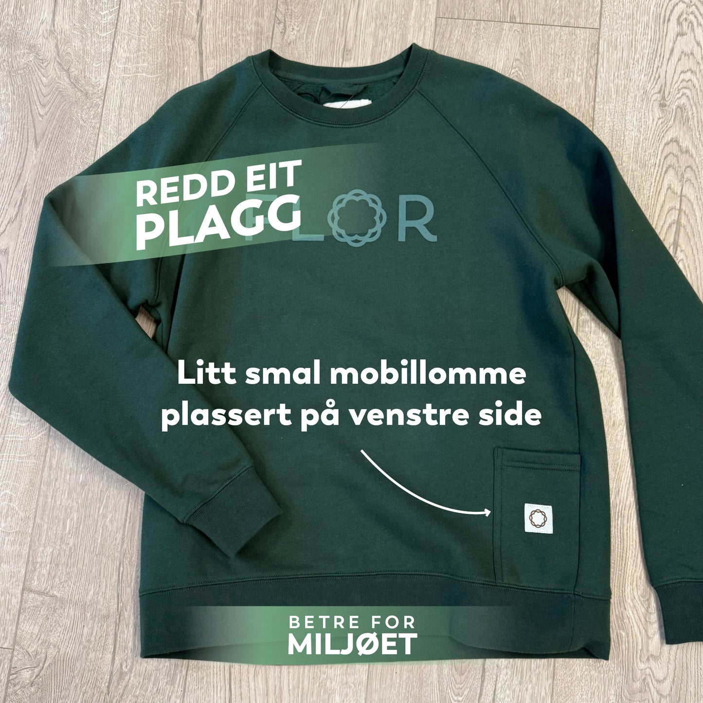 REP 25 - Flor bomullsgenser Mørk grønn M