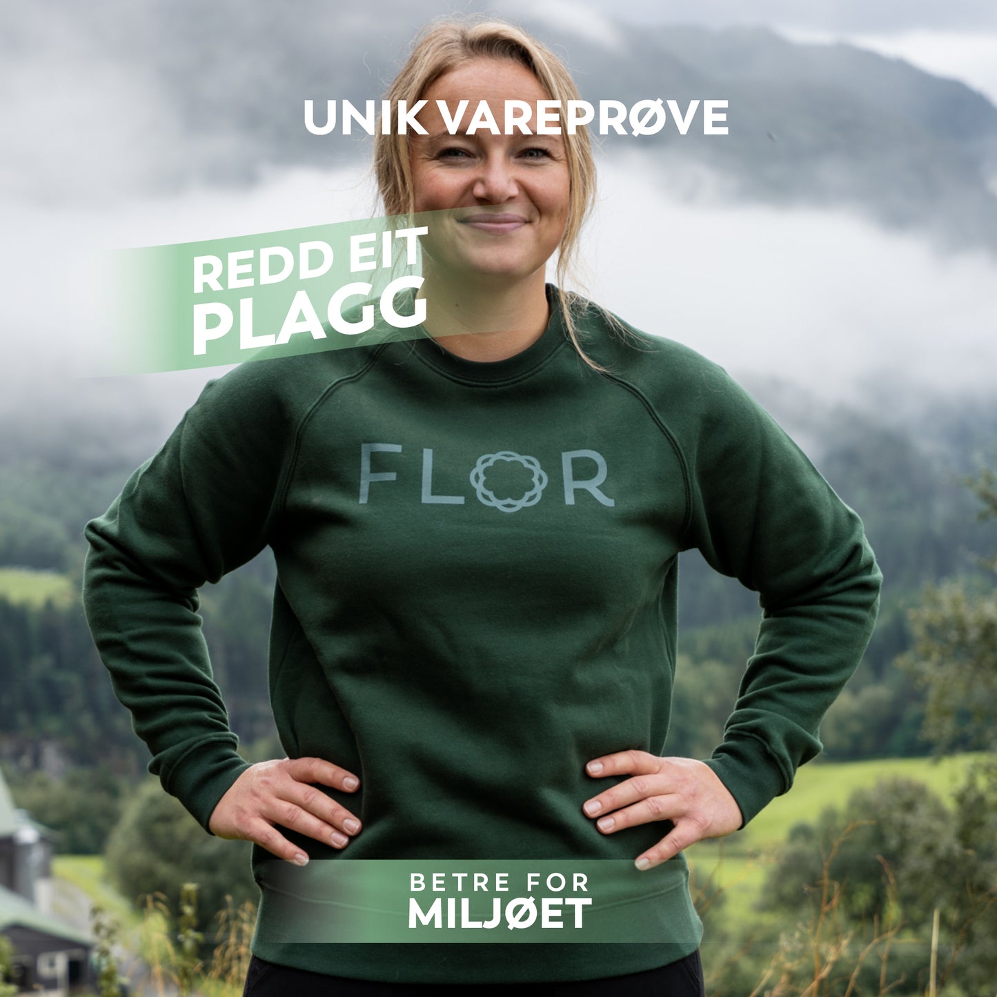 REP 25 - Flor bomullsgenser Mørk grønn M